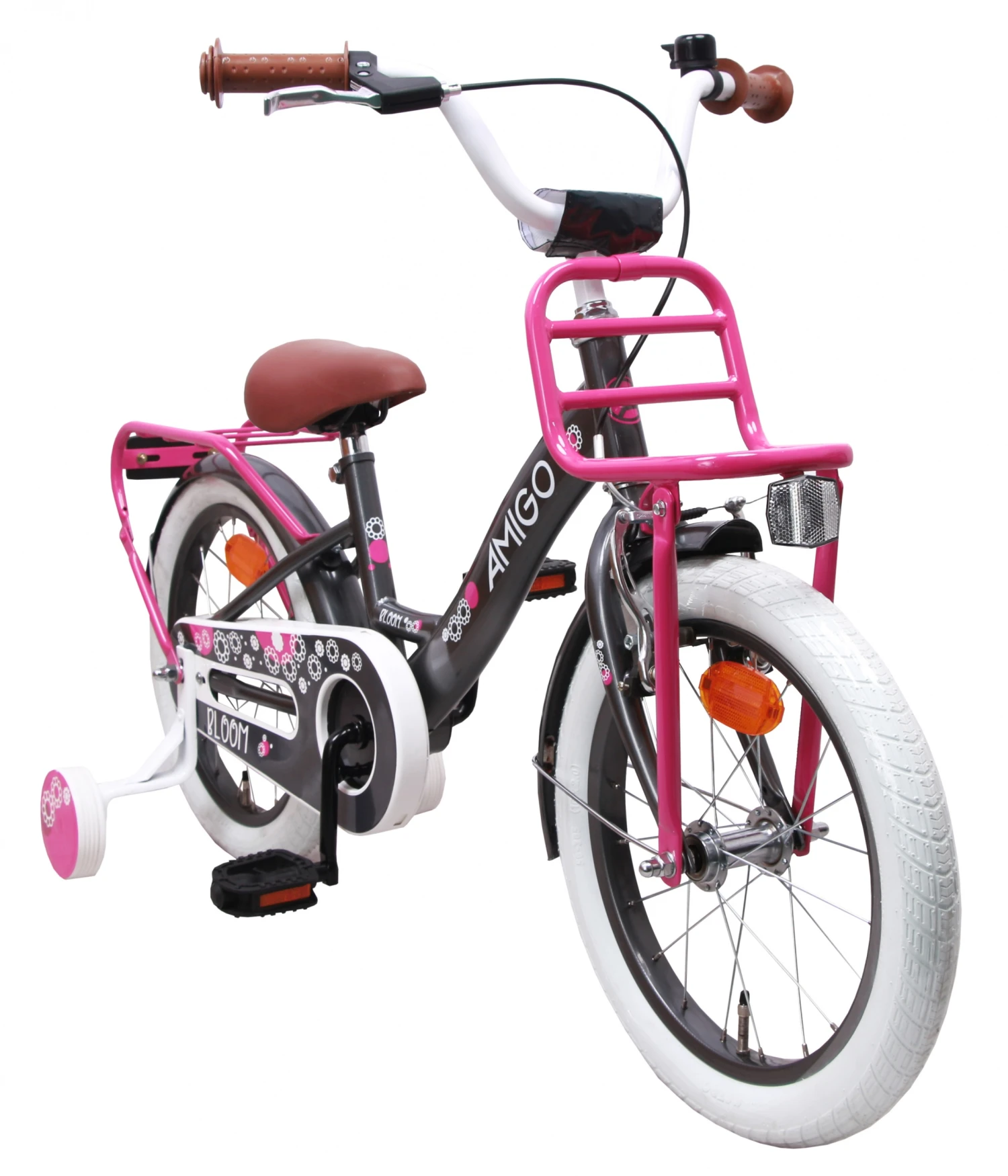 AMIGO Bloom 16 Inch Girls Coaster Brake Grey - Image 2