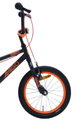 AMIGO BMX Danger 16 Inch Junior Rim Brakes Black/Orange -Bicycle Promotion Shop amigo bmx danger 16 inch 254 cm junior v brakes zwart oranje 3 436758 20200812133011