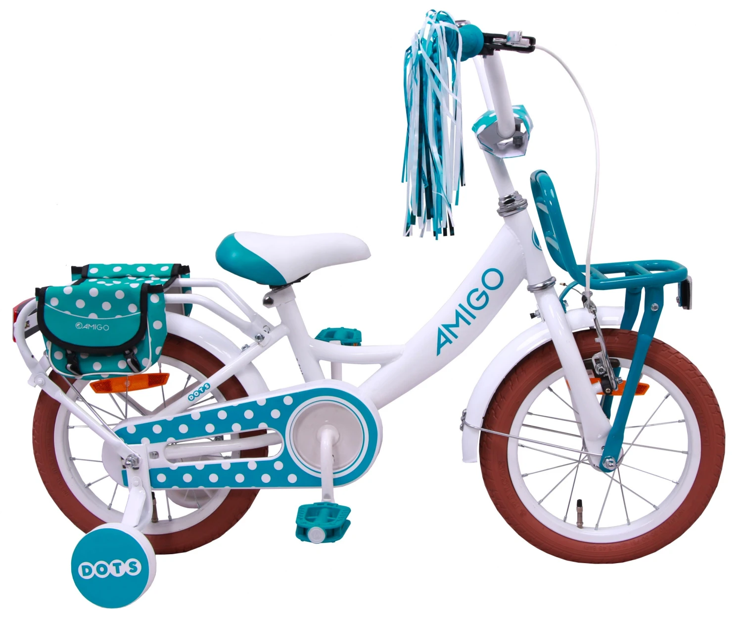 AMIGO Dots 12 Inch Girls Coaster Brake White