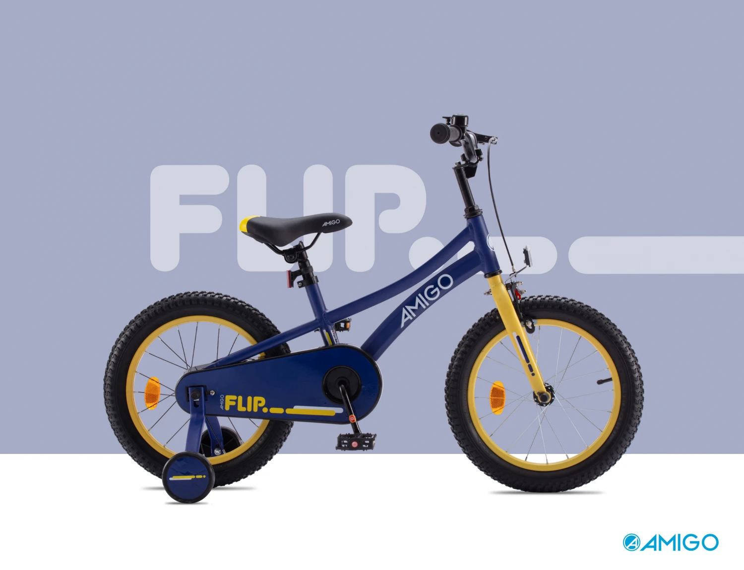 AMIGO Flip 16 Inch 25 Cm Boys Coaster Brake Dark Blue/Yellow - Image 4