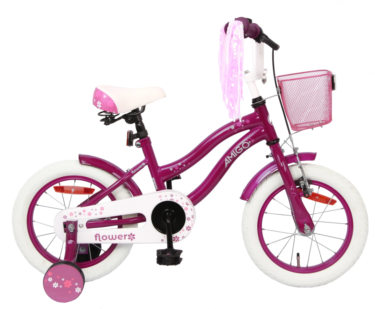 AMIGO Flower 14 Inch 22 Cm Girls Coaster Brake Purple