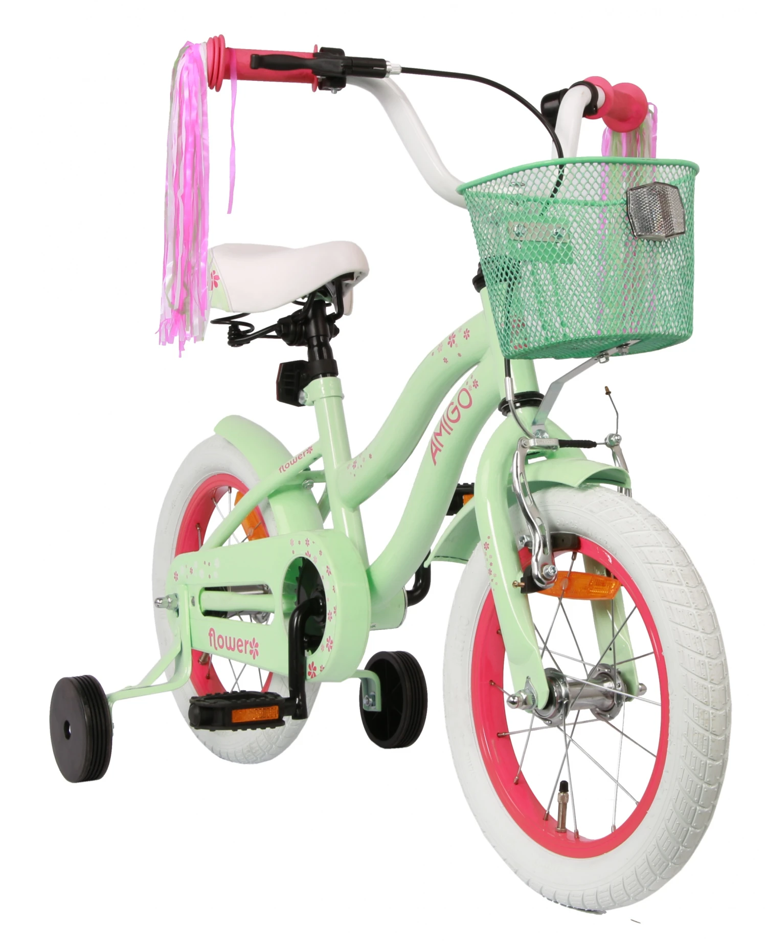 AMIGO Flower 14 Inch 22 Cm Girls Coaster Brake Green - Image 2