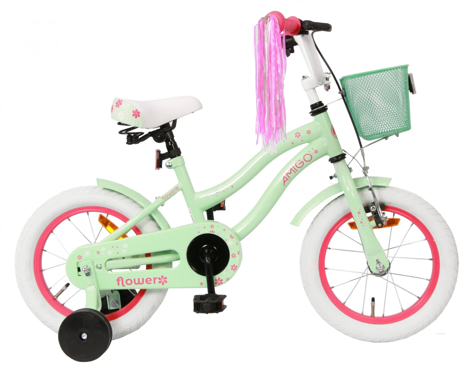 AMIGO Flower 14 Inch 22 Cm Girls Coaster Brake Green