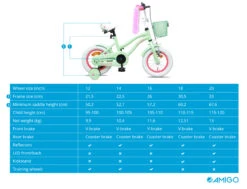AMIGO Flower 14 Inch 22 Cm Girls Coaster Brake Green -Bicycle Promotion Shop amigo flower 14 inch 22 cm meisjes terugtraprem groen 9 342624 20200324165522