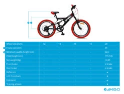 AMIGO Fun Ride 20 Inch 33 Cm Junior 7SP Rim Brakes Black/Red -Bicycle Promotion Shop amigo fun ride 20 inch 33 cm junior 7v v brakes zwart rood 9 454808 20201023134156