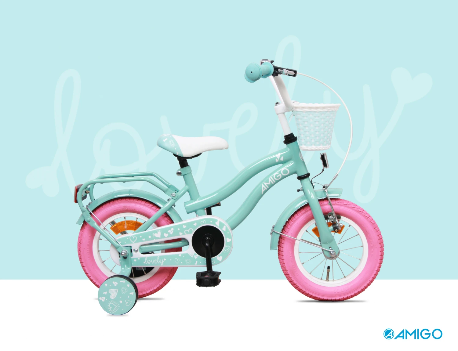 AMIGO Lovely-S12 12 Inch 22 Cm Girls Coaster Brake Turquoise - Image 7