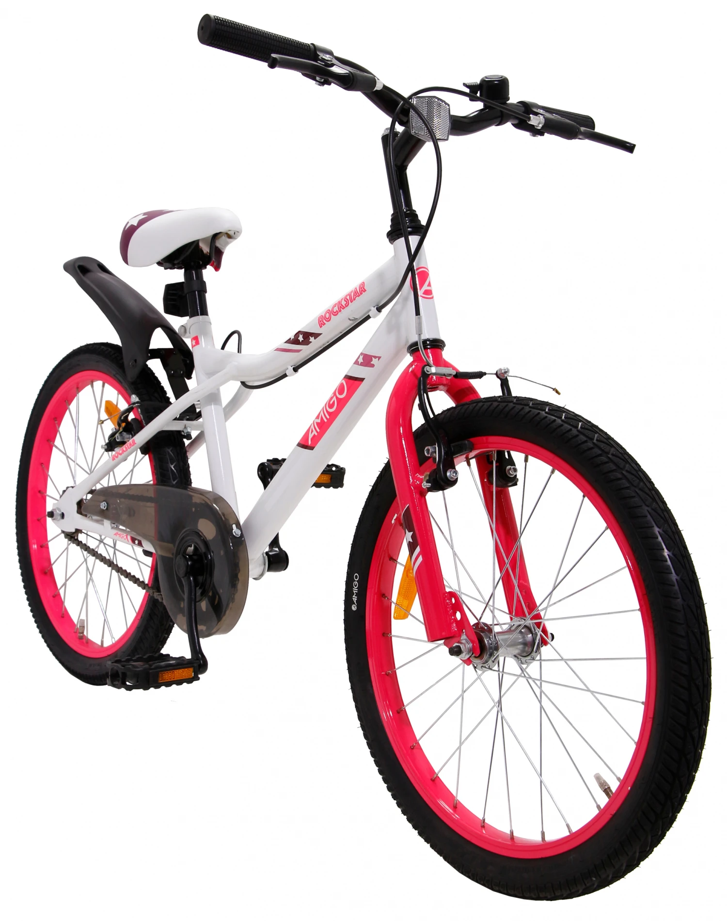 AMIGO Rockstar 20 Inch 32 Cm Girls Rim Brakes White - Image 2