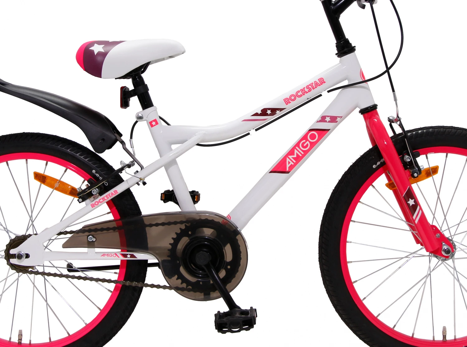 AMIGO Rockstar 20 Inch 32 Cm Girls Rim Brakes White - Image 3