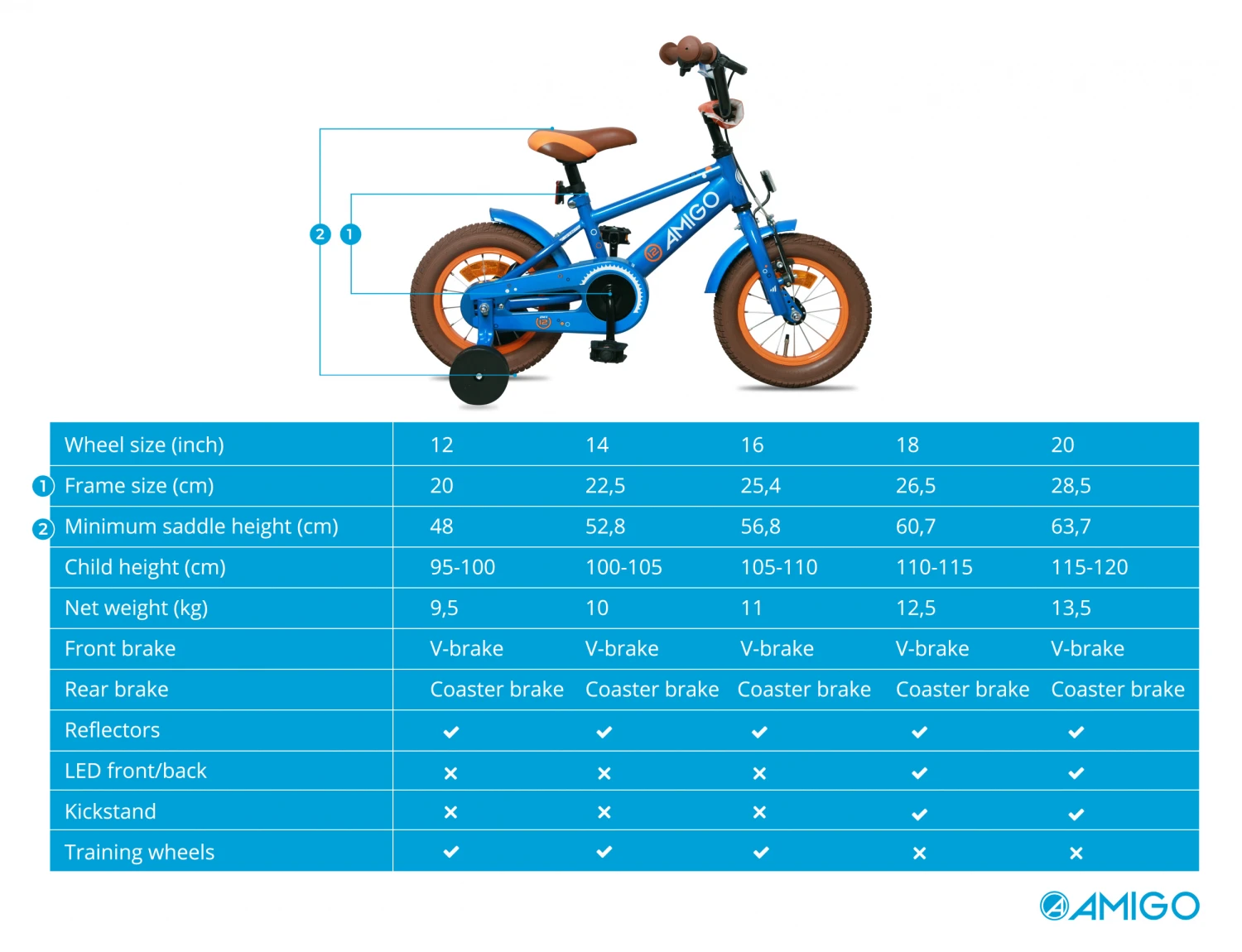 AMIGO Sports 16 Inch 25,4 Cm Boys Coaster Brake Blue 8 AMIGO Sports 16 Inch 25,4 Cm Boys Coaster Brake Blue - Image 8