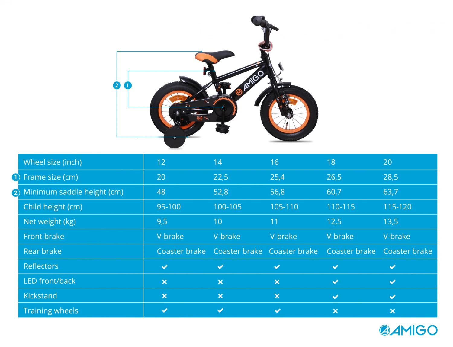 AMIGO Sports 16 Inch 25,4 Cm Boys Coaster Brake Black - Image 8