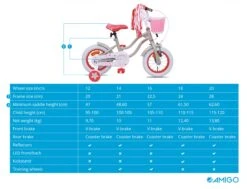 AMIGO Superstar 14 Inch Girls Coaster Brake Cream -Bicycle Promotion Shop amigo superstar 14 inch 21 cm meisjes terugtraprem creme 9 310824 20200220113221