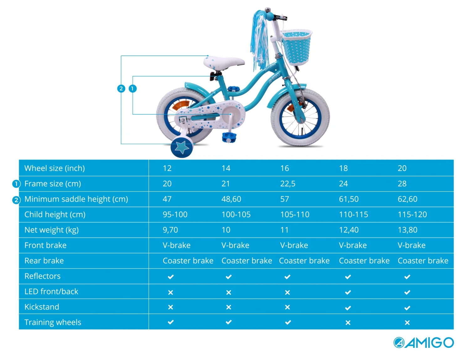 AMIGO Superstar 16 Inch Girls Coaster Brake Light Blue 8 AMIGO Superstar 16 Inch Girls Coaster Brake Light Blue - Image 8