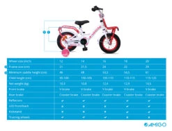 AMIGO Sweetheart 16 Inch Girls Coaster Brake White -Bicycle Promotion Shop amigo sweetheart 16 inch 24 cm meisjes terugtraprem wit 9 303983 20200410164240