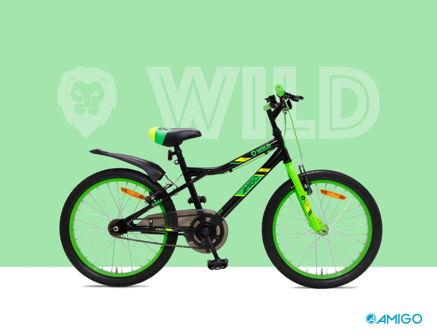 AMIGO Wild 20 Inch 32 Cm Junior Rim Brakes Black/Green - Image 8