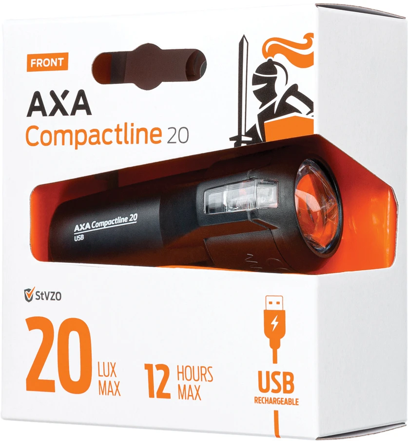AXA Front Light Compactline 20 Lux Led Rechargeable Black - Image 3