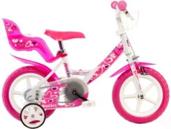 Dino Little Heart 12 Inch 21 Cm Girls Rim Brakes White/Pink