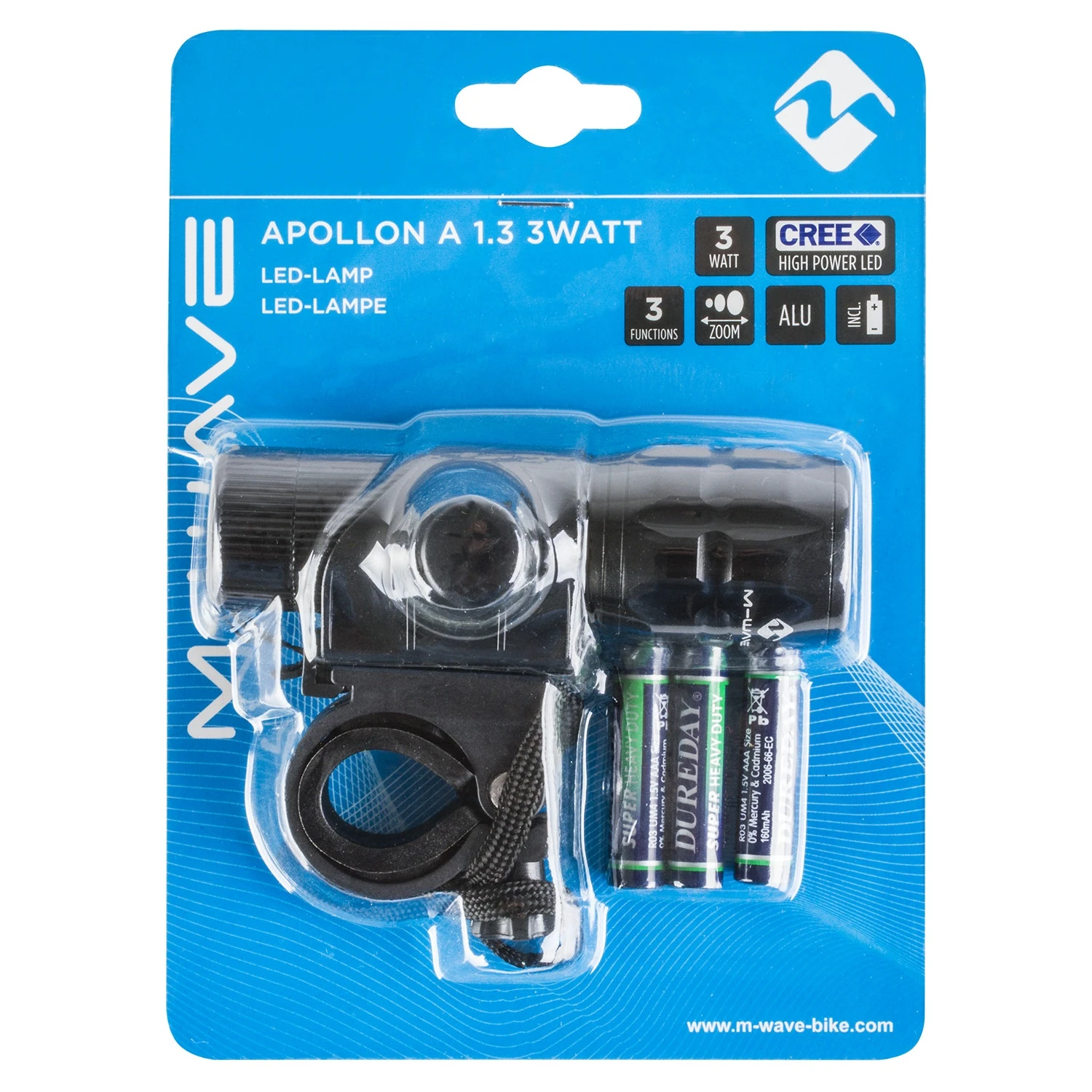 M-Wave Headlight Apollon A 1.3 3 Watt Black - Image 2