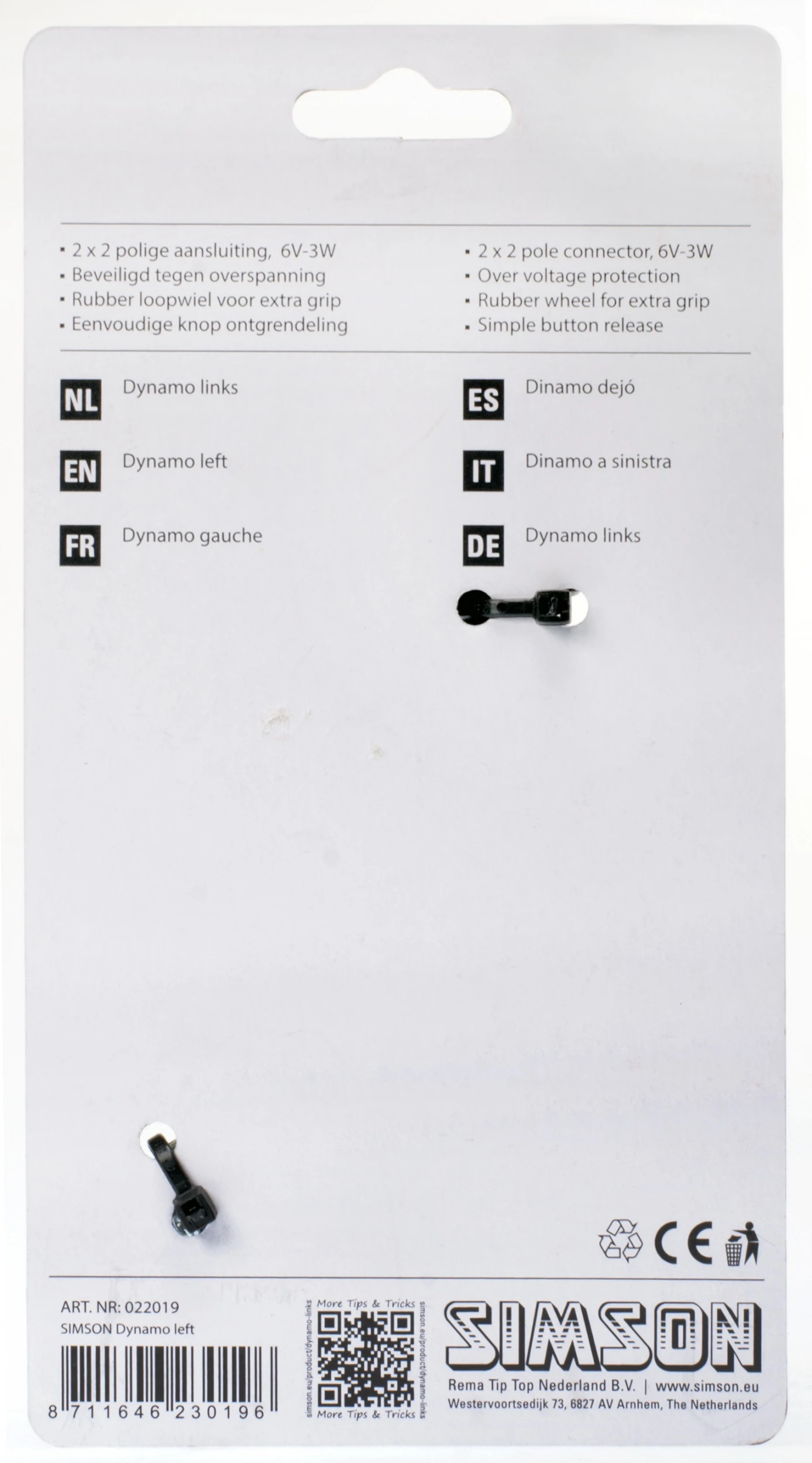Simson Dynamo Left 2 X 2-pole 6V/3W Black - Image 5