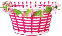 Volare Bicycle Basket Flowers Girls 6 Liters White/pink