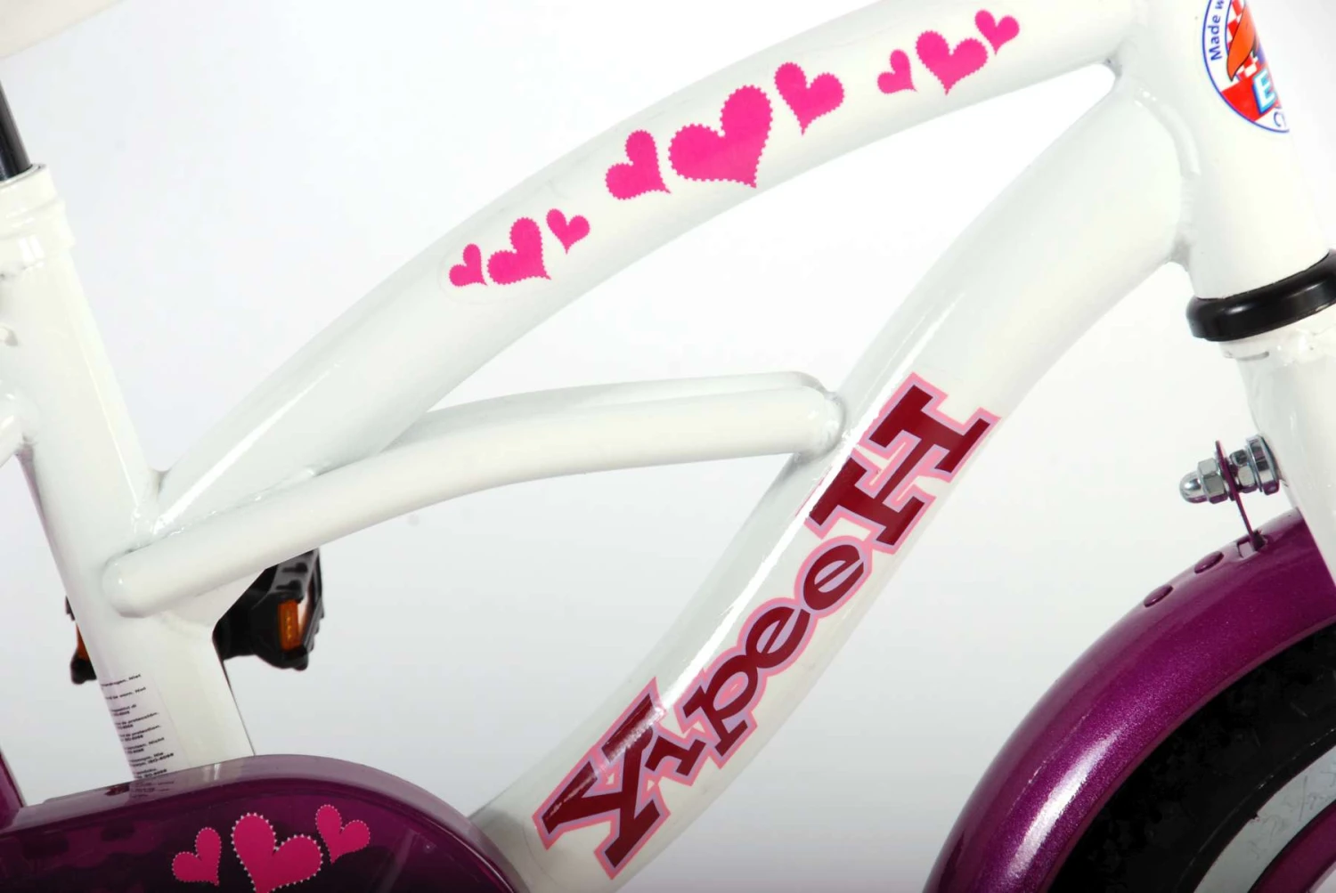 Volare Heart Cruiser 12 Inch 23 Cm Girls Coaster Brake White/Purple - Image 4