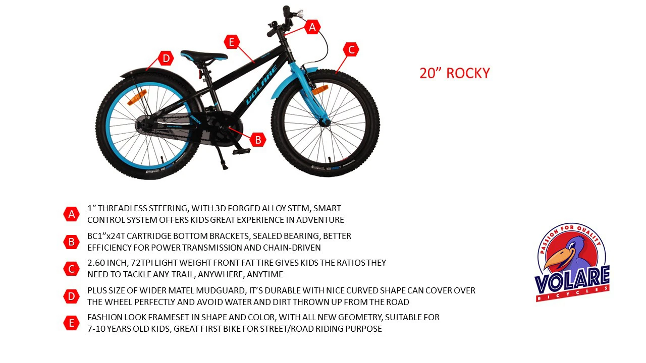 Volare Rocky 20 Inch 27 Cm Boys Coaster Brake Dark Grey/Orange 2 Volare Rocky 20 Inch 27 Cm Boys Coaster Brake Dark Grey/Orange - Image 2