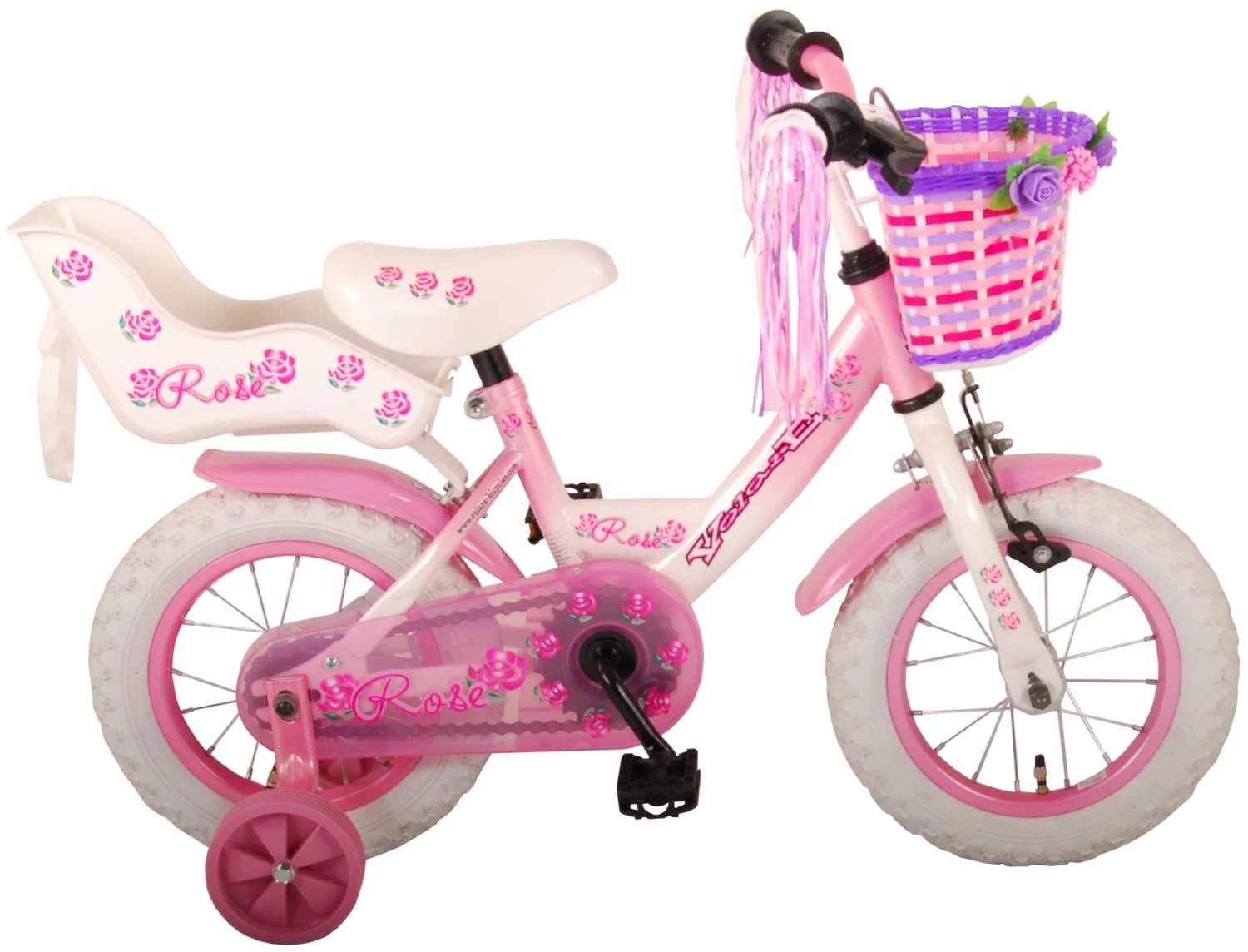 Volare Rose 12 Inch Girls Coaster Brake White/Pink